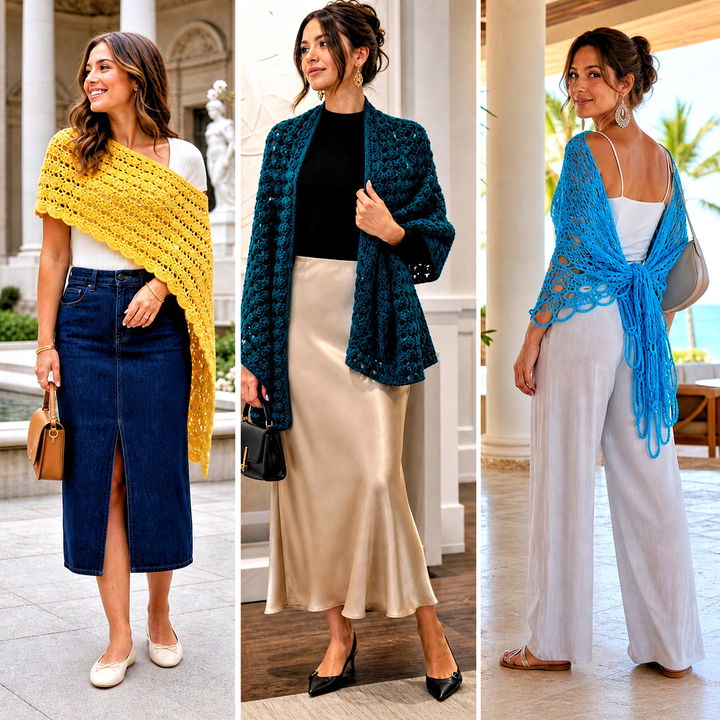 20 Rectangle Crochet Shawl Outfit Ideas for Chic Layering