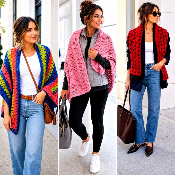 20 Rectangle Crochet Shawls Outfit Ideas for Cozy Style