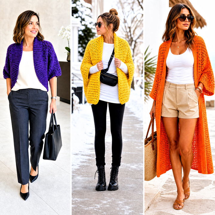 20 Rectangle Crochet Shrug outfit ideas