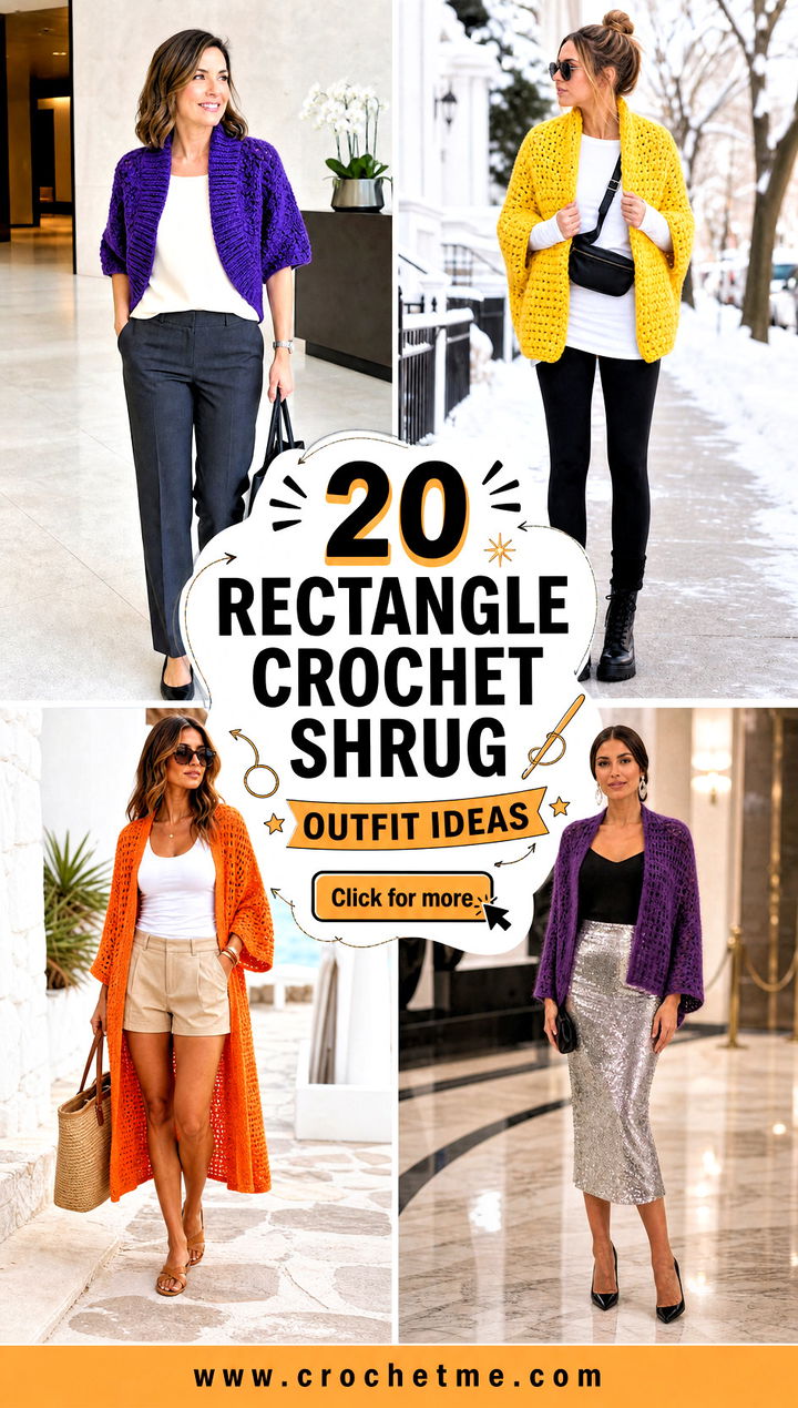 20 Rectangle Crochet Shrug outfit ideas - 20 Rectangle Crochet Shrug outfit ideas