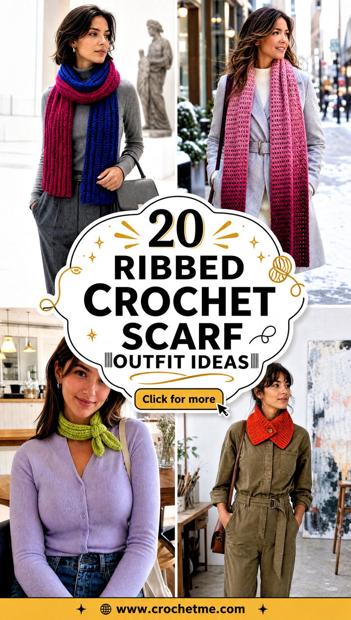 20 Ribbed Crochet Scarf outfit ideas - 20 Ribbed Crochet Scarf outfit ideas