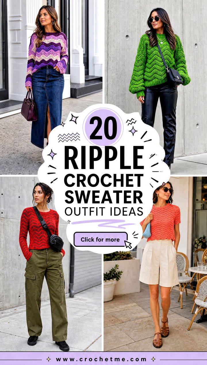 20 Ripple Crochet Sweater outfit ideas - 20 Ripple Crochet Sweater outfit ideas