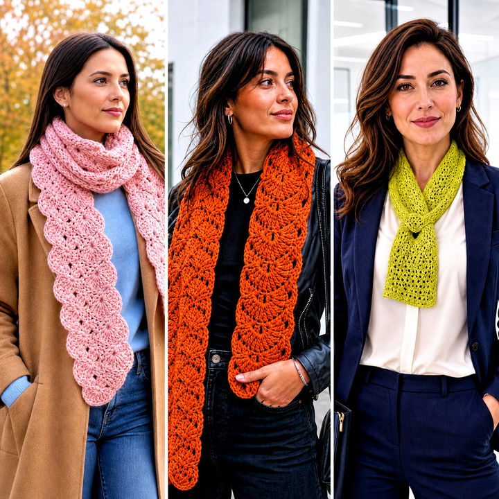 20 Shell Crochet Scarf Outfit Ideas for Chic Cold-Weather Style