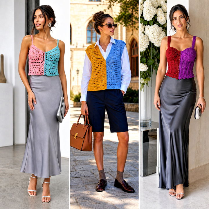 20 Split Color Crochet Top Outfit Ideas for Bold Summer Style