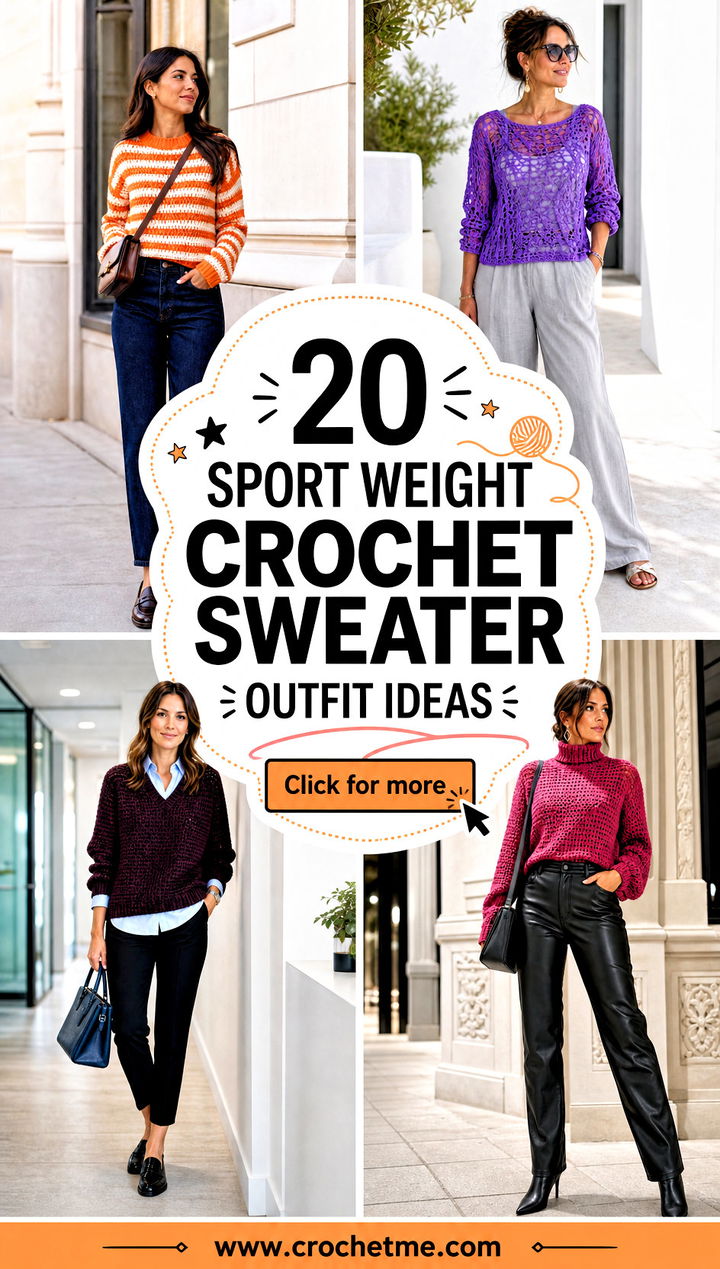 20 Sport Weight Crochet Sweater outfit ideas - 20 Sport Weight Crochet Sweater outfit ideas