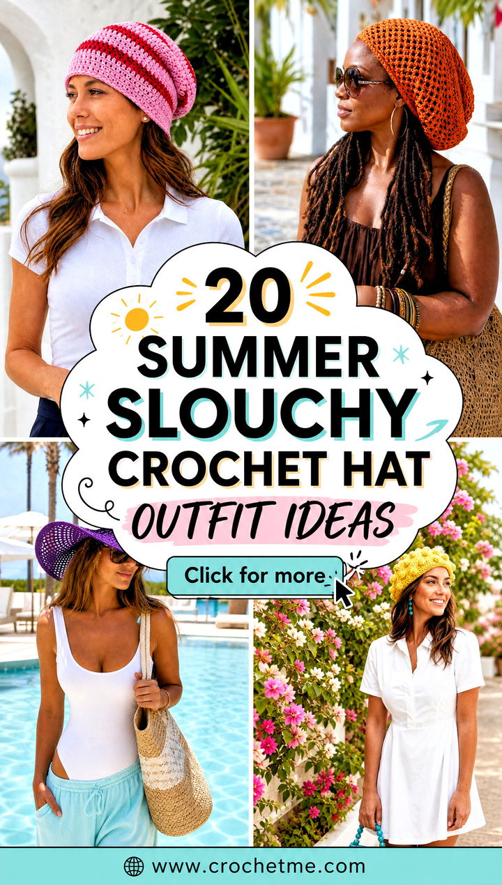 20 Summer Slouchy Crochet Hat outfit ideas - 20 Summer Slouchy Crochet Hat outfit ideas