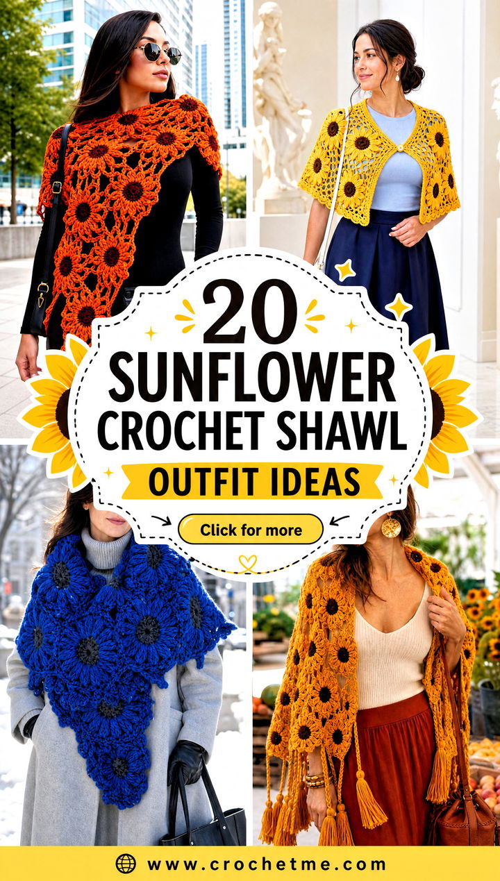 20 Sunflower Crochet Shawl outfit ideas - 20 Sunflower Crochet Shawl outfit ideas