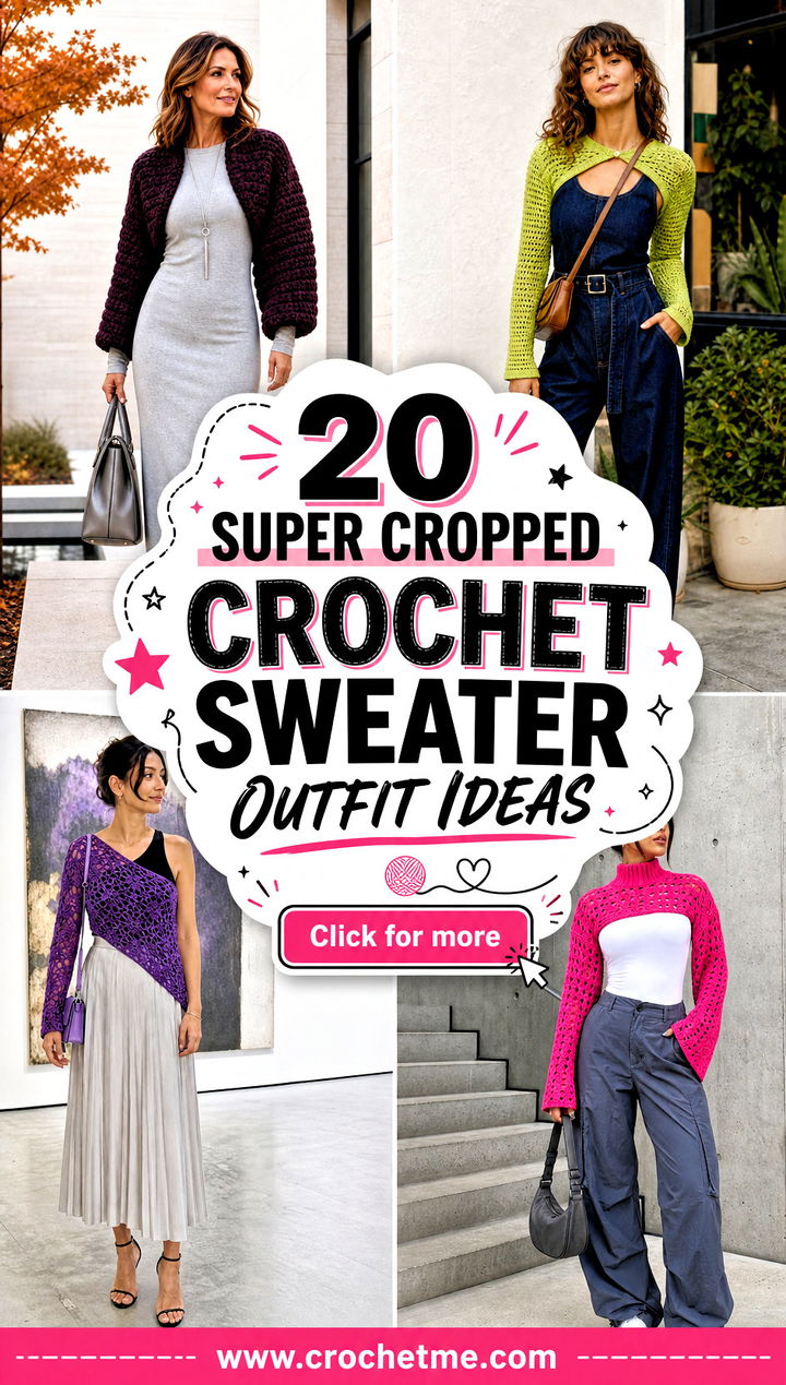 20 Super Cropped Crochet Sweater outfit ideas - 20 Super Cropped Crochet Sweater outfit ideas