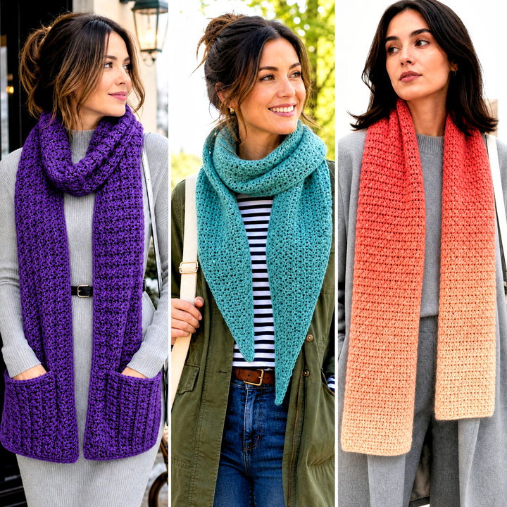 20 Thermal Stitch Crochet Scarf Outfit Ideas for Cozy Cold Days