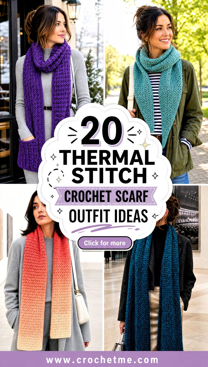 20 Thermal Stitch Crochet Scarf outfit ideas - 20 Thermal Stitch Crochet Scarf outfit ideas