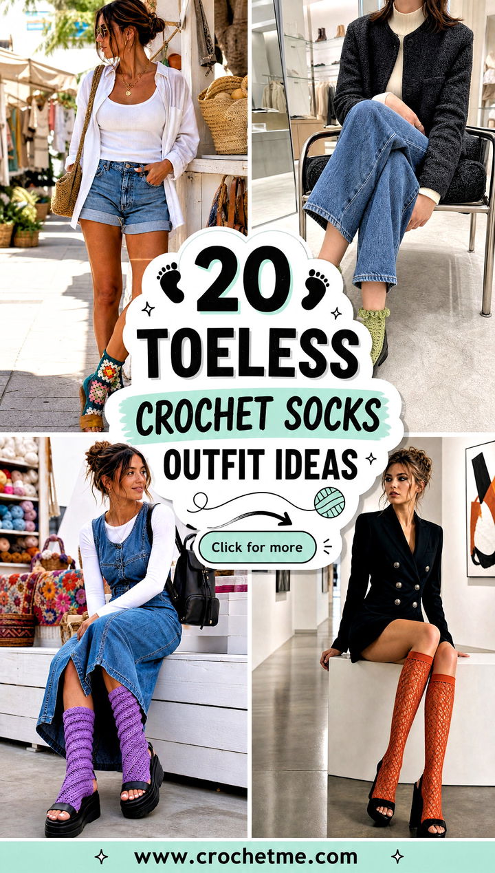 20 Toeless Crochet Socks outfit ideas - 20 Toeless Crochet Socks outfit ideas