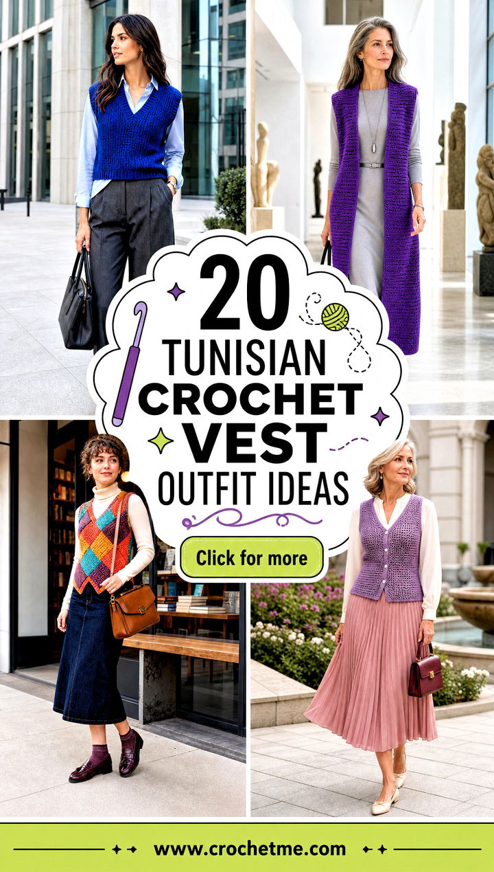20 Tunisian Crochet Vest outfit ideas - 20 Tunisian Crochet Vest outfit ideas