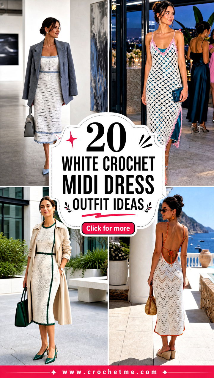 20 White Crochet Midi Dress outfit ideas - 20 White Crochet Midi Dress outfit ideas