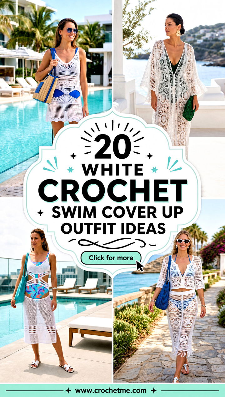 20 White Crochet Swim Cover Up outfit ideas - 20 White Crochet Swim Cover Up outfit ideas