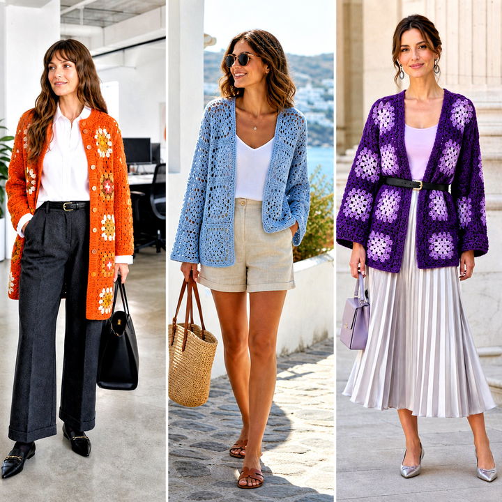 20 Boho Granny Square Cardigan Outfit Ideas for Creative Style