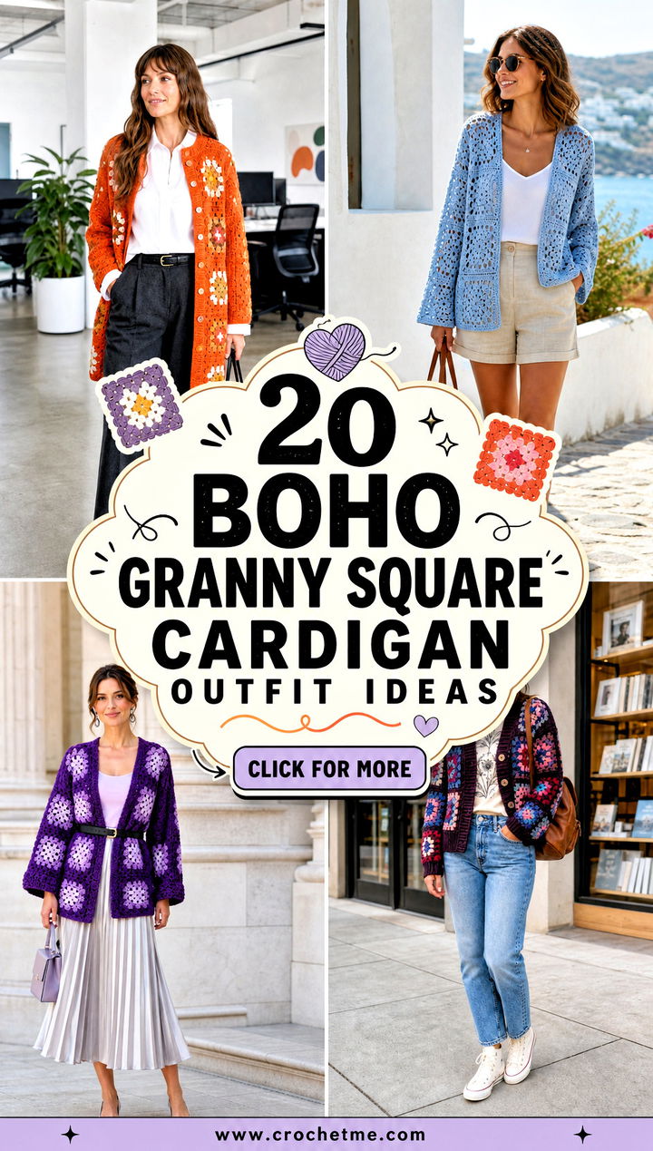 20 boho granny square cardigan outfit ideas - 20 boho granny square cardigan outfit ideas