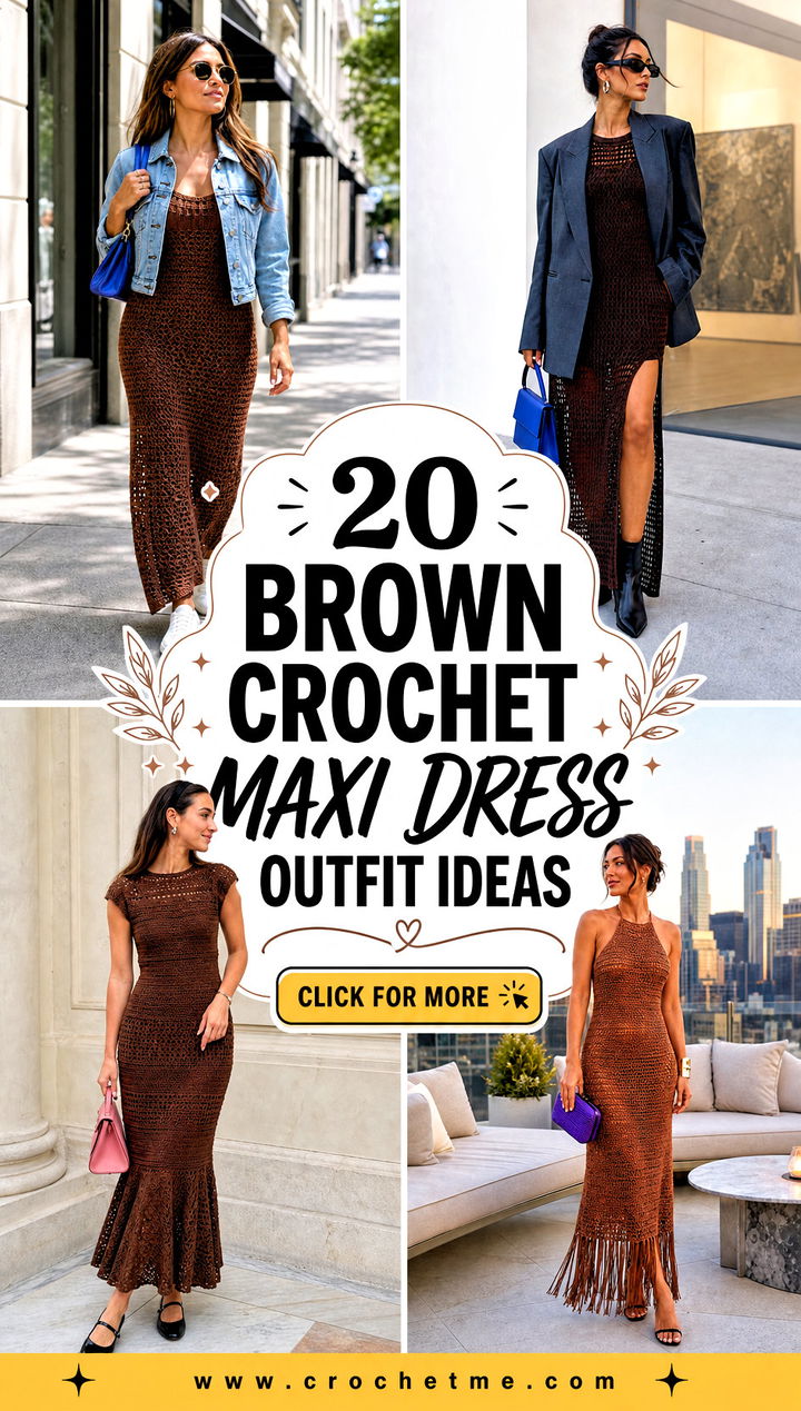 20 brown crochet maxi dress outfit ideas - 20 brown crochet maxi dress outfit ideas