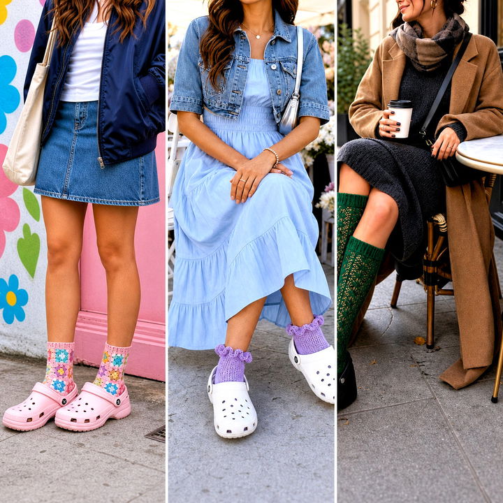 20 Croc Crochet Socks Outfit Ideas for Playful Everyday Style