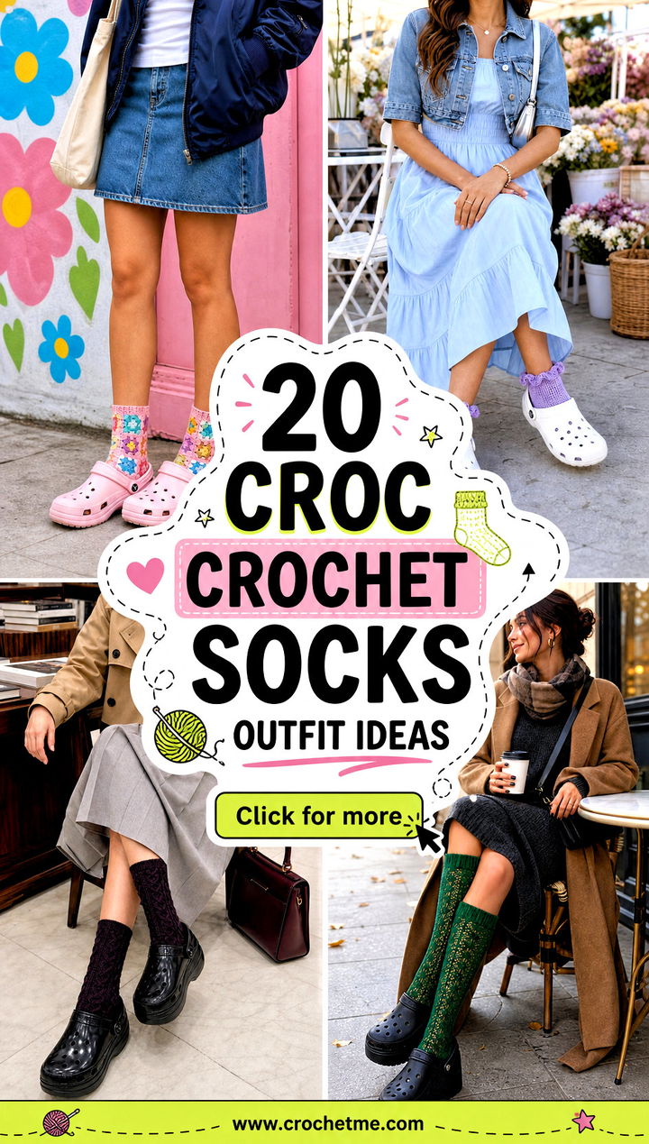 20 croc crochet socks outfit ideas - 20 croc crochet socks outfit ideas