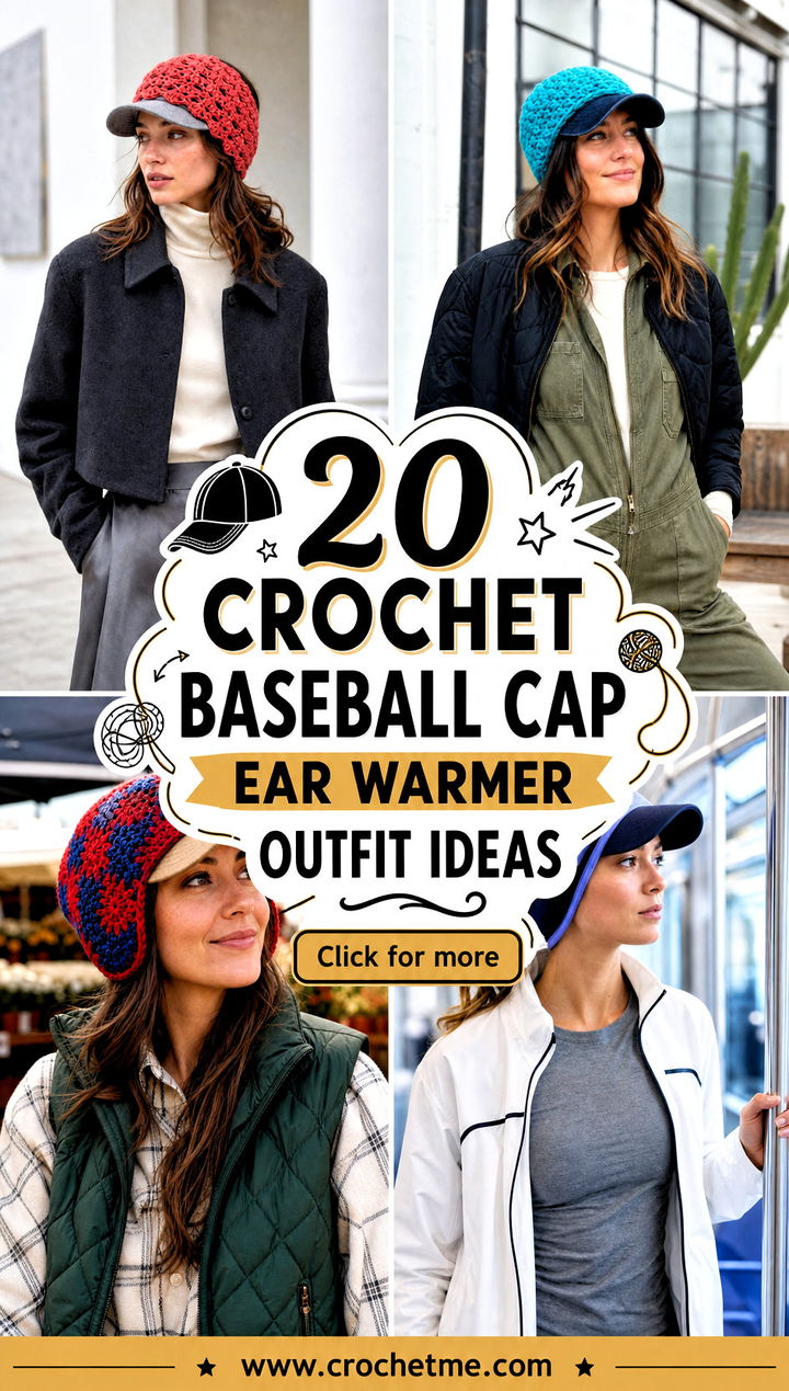 20 crochet baseball cap ear warmer outfit ideas - 20 crochet baseball cap ear warmer outfit ideas