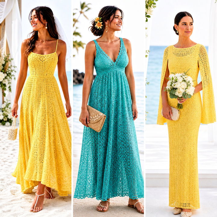 20 Crochet Beach Wedding Dress Outfit Ideas for Boho Brides