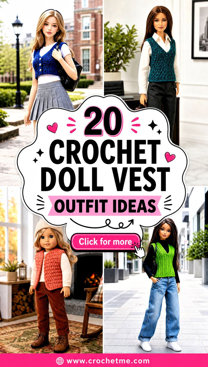20 crochet doll vest outfit ideas - 20 crochet doll vest outfit ideas
