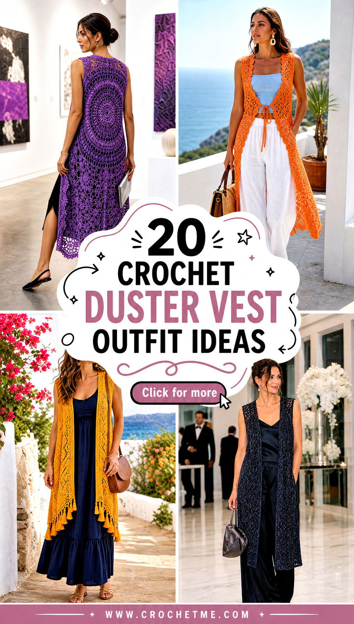 20 crochet duster vest outfit ideas - 20 crochet duster vest outfit ideas
