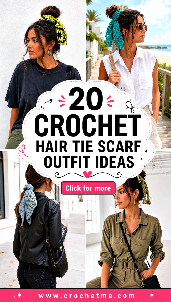 20 crochet hair tie scarf outfit ideas - 20 crochet hair tie scarf outfit ideas