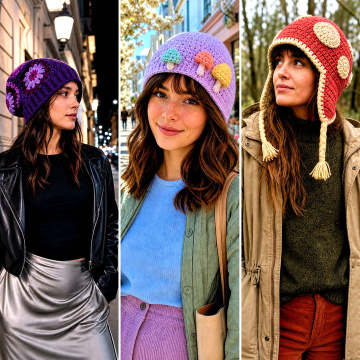 20 Crochet Mushroom Beanie Outfit Ideas for Whimsical Fall Looks