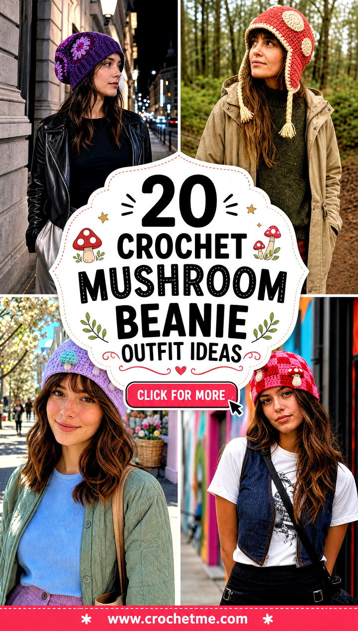 20 crochet mushroom beanie outfit ideas - 20 crochet mushroom beanie outfit ideas