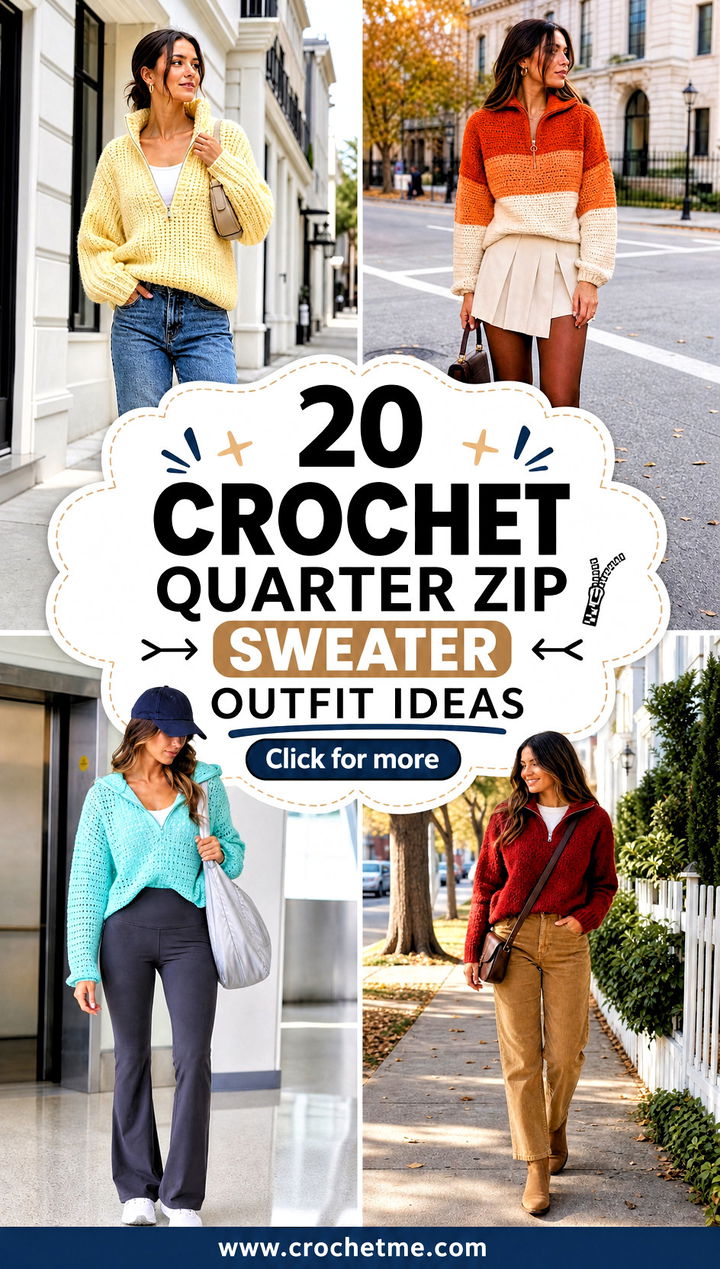 20 crochet quarter zip sweater outfit ideas - 20 crochet quarter zip sweater outfit ideas