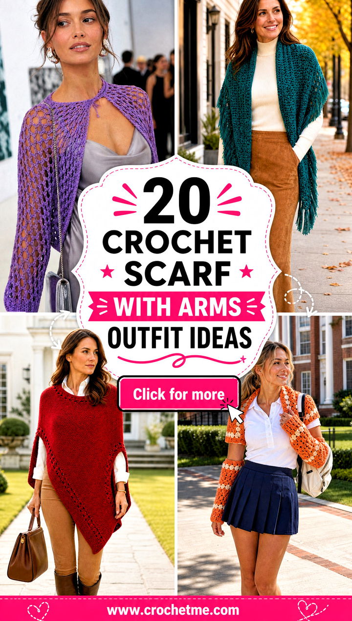 20 crochet scarf with arms outfit ideas - 20 crochet scarf with arms outfit ideas