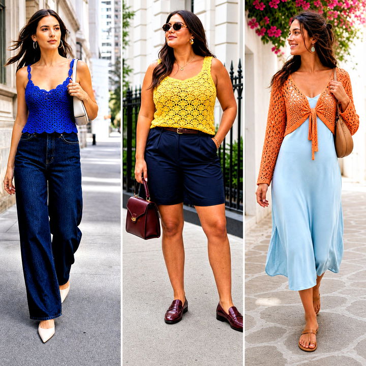 20 Dainty Crochet Top Outfit Ideas for Romantic Summer Looks