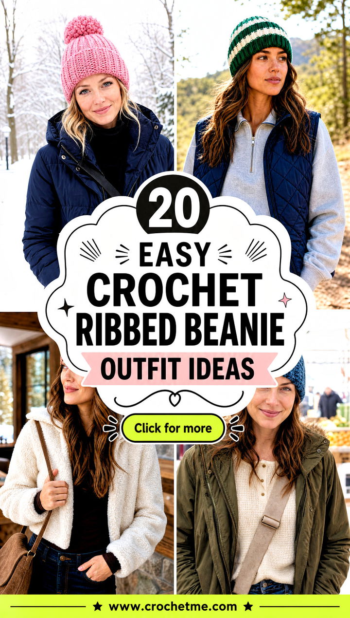 20 easy crochet ribbed beanie outfit ideas - 20 easy crochet ribbed beanie outfit ideas