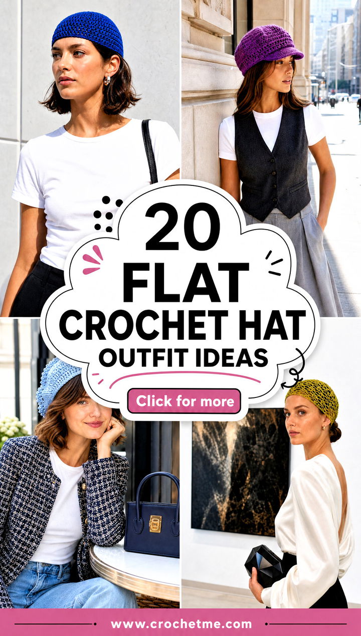 20 flat crochet hat outfit ideas - 20 flat crochet hat outfit ideas