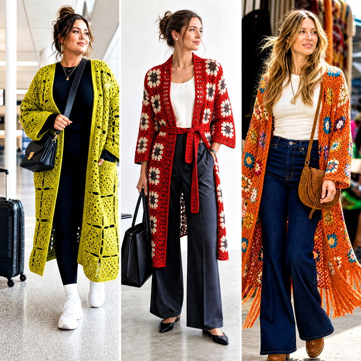 20 Granny Square Robe Outfit Ideas for Cozy Bohemian Style