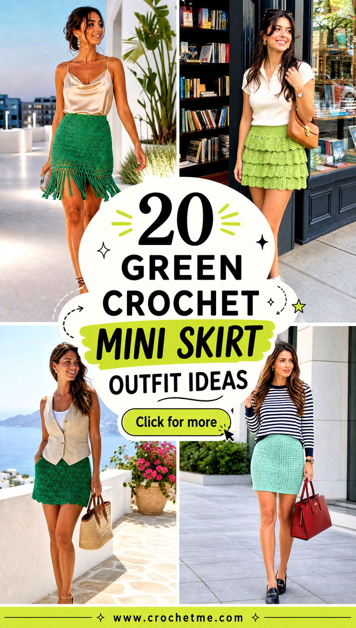 20 green crochet mini skirt outfit ideas - 20 green crochet mini skirt outfit ideas