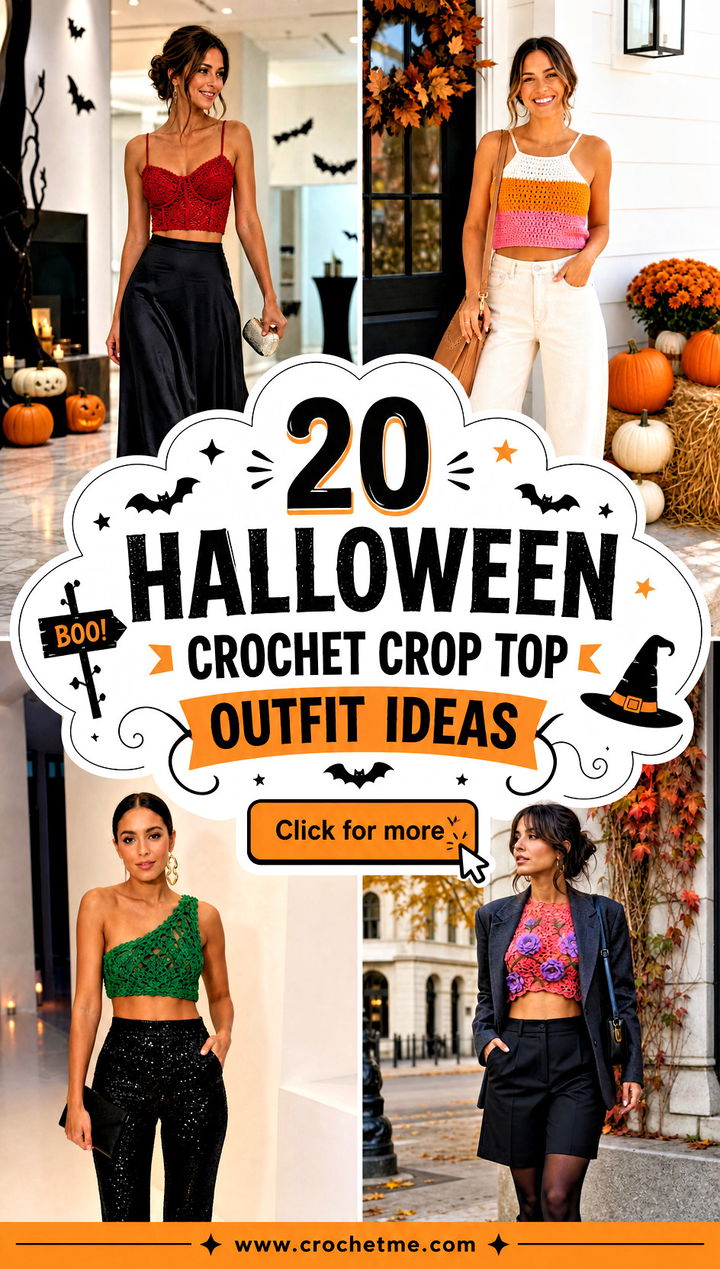 20 halloween crochet crop top outfit ideas - 20 halloween crochet crop top outfit ideas