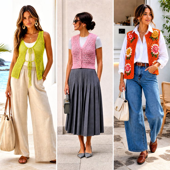 20 Ladies Crochet Waistcoat Outfit Ideas for Modern Layers