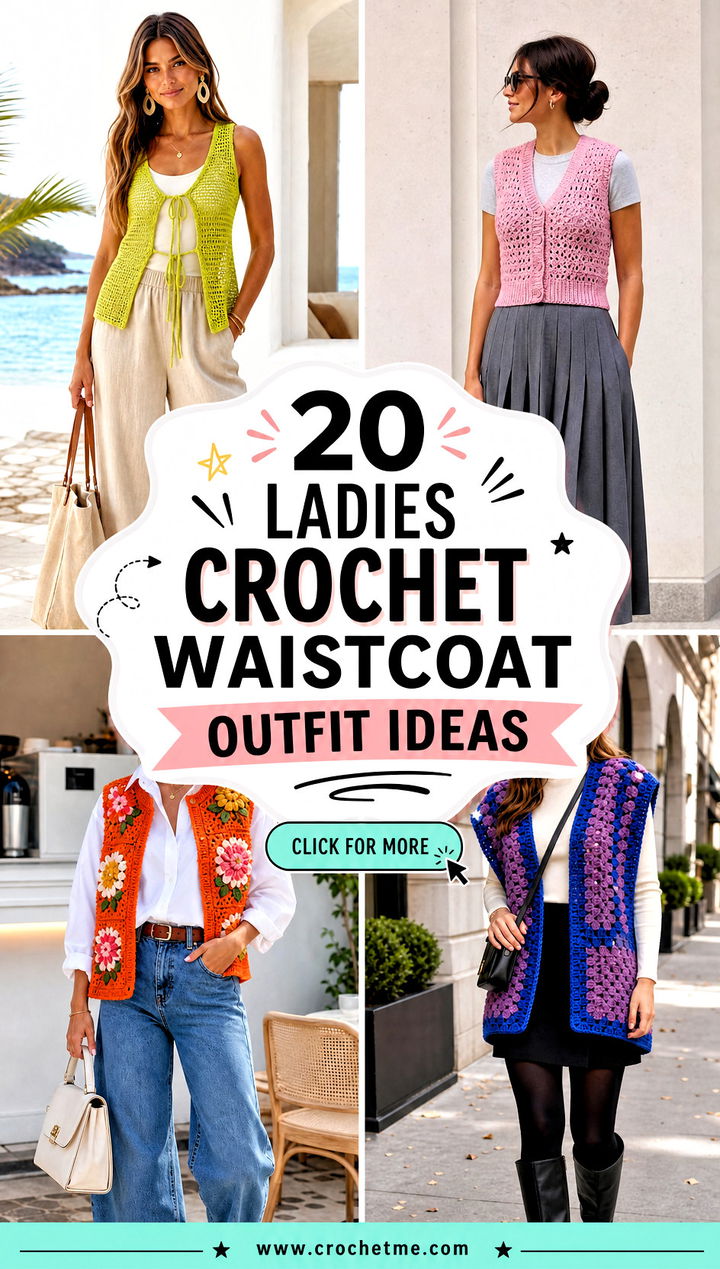 20 ladies crochet waistcoat outfit ideas - 20 ladies crochet waistcoat outfit ideas