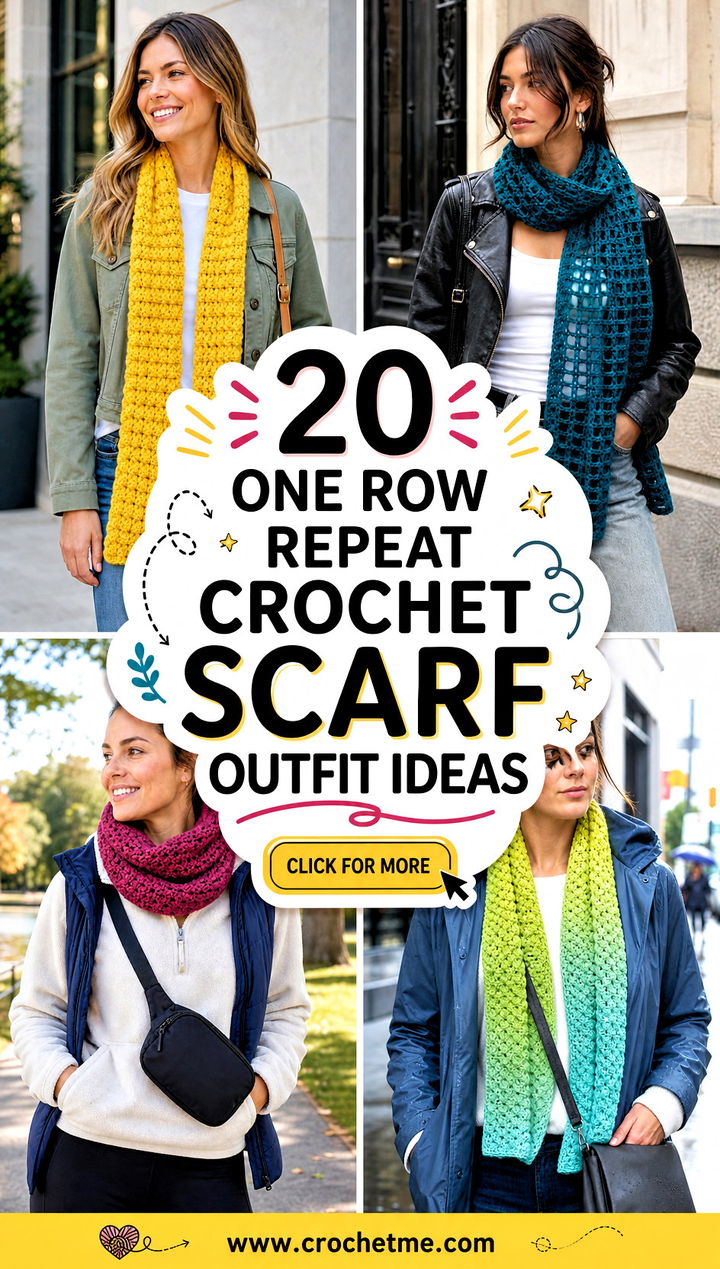 20 one row repeat crochet scarf outfit ideas - 20 one row repeat crochet scarf outfit ideas
