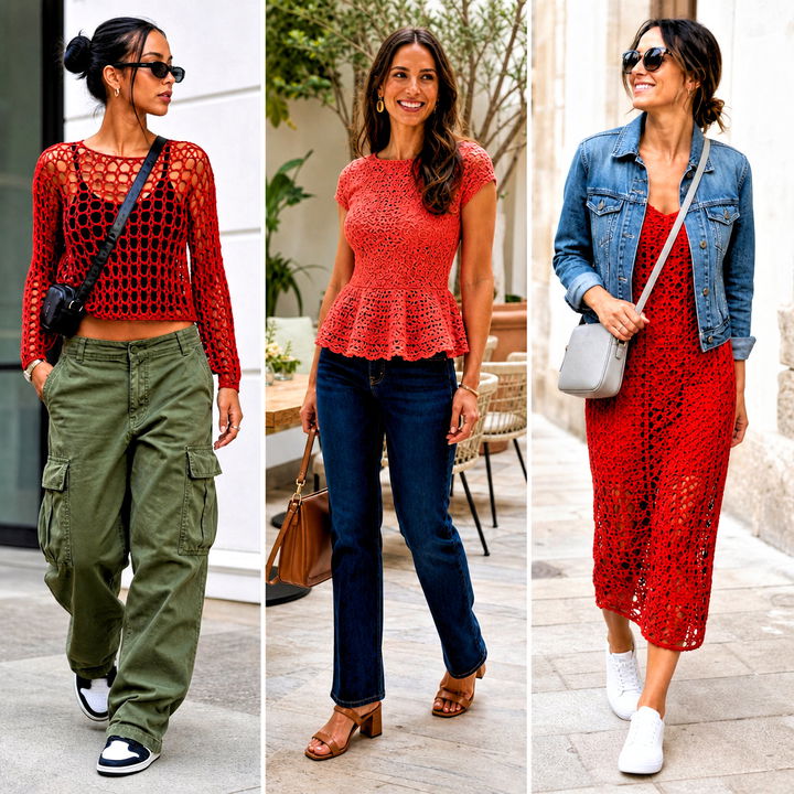 20 Red Crochet Clothing and Outfit Ideas for Bold Style