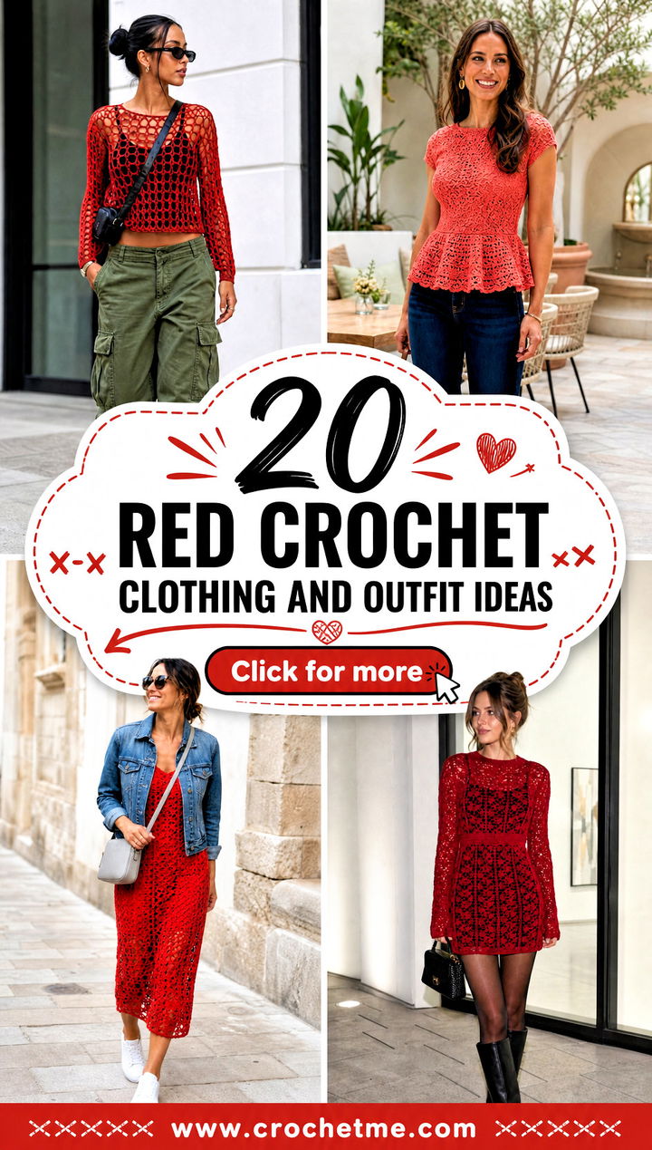 20 red crochet clothing and outfit ideas - 20 red crochet clothing and outfit ideas