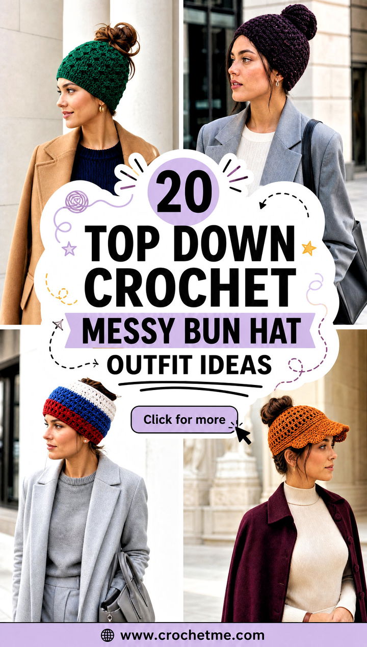 20 top down crochet messy bun hat outfit ideas - 20 top down crochet messy bun hat outfit ideas