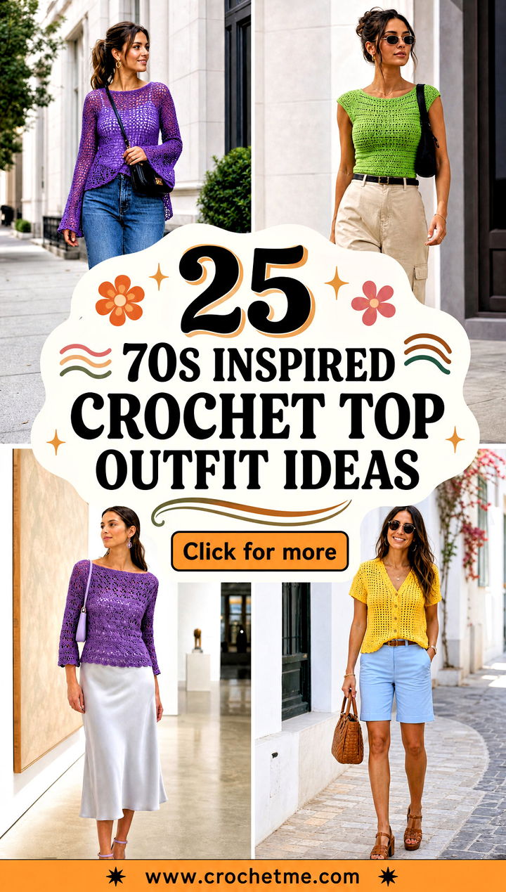 25 70S Inspired Crochet Top outfit ideas - 25 70S Inspired Crochet Top outfit ideas