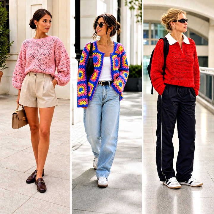 25 90s Crochet Sweater Outfit Ideas for Retro Fall Style