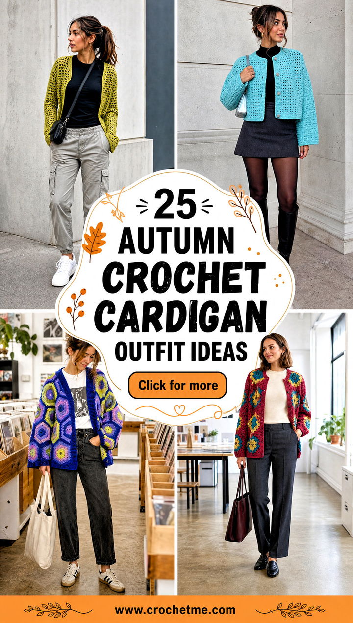 25 Autumn Crochet Cardigan outfit ideas - 25 Autumn Crochet Cardigan outfit ideas