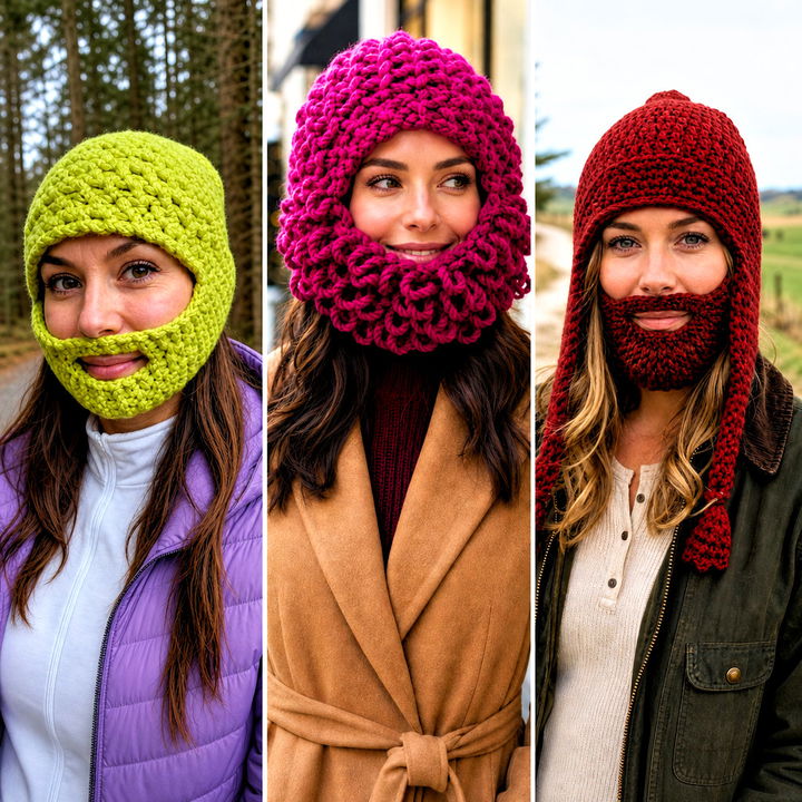 25 Beard Crochet Hat Outfit Ideas for Playful Winter Style