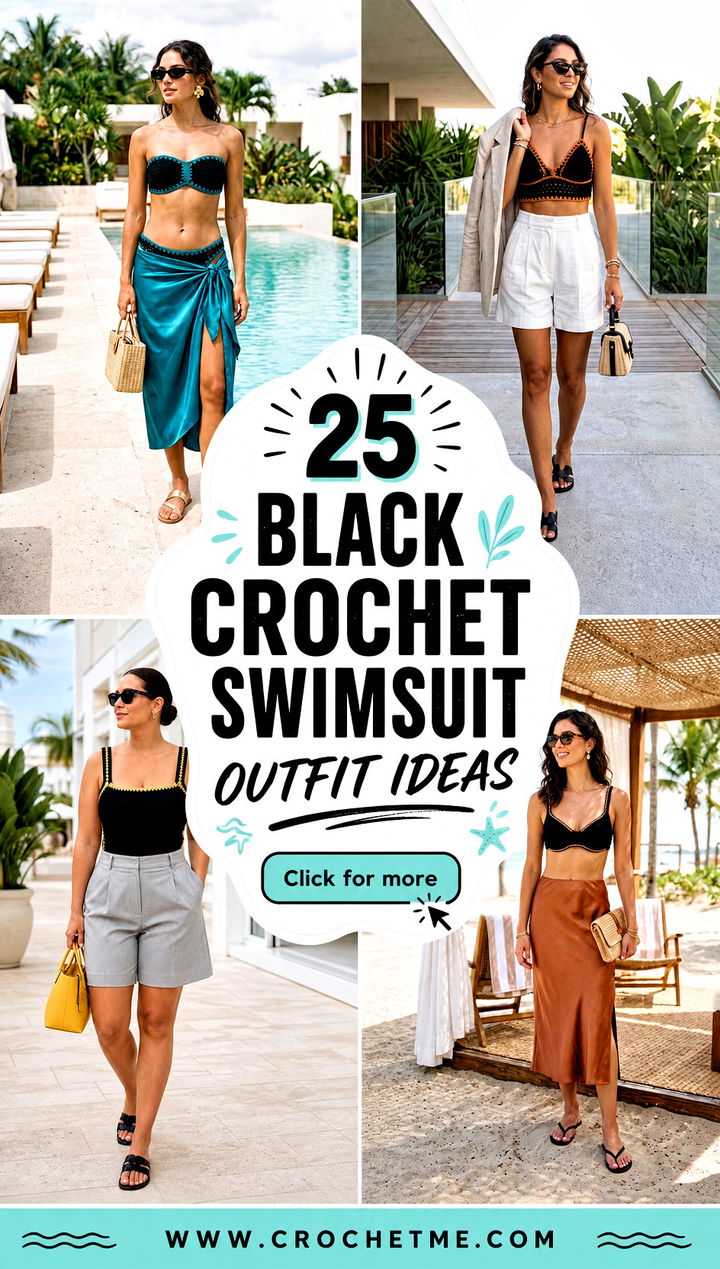 25 Black Crochet Swimsuit outfit ideas - 25 Black Crochet Swimsuit outfit ideas