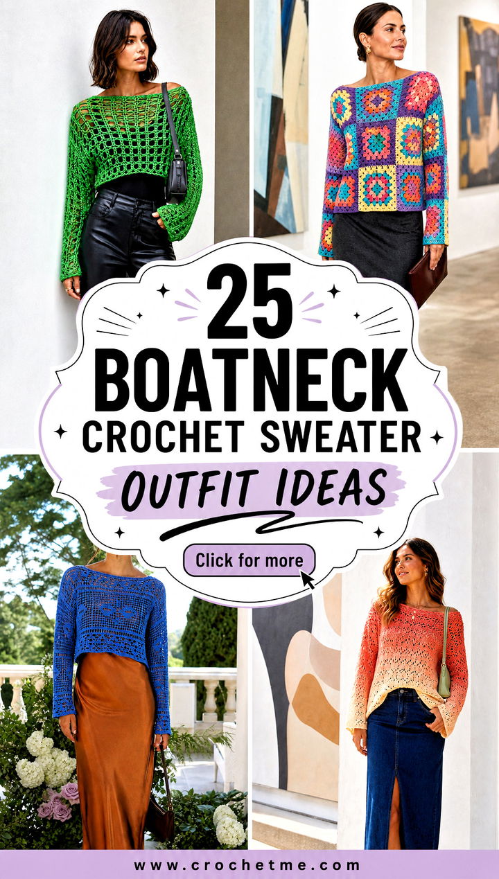 25 Boatneck Crochet Sweater outfit ideas - 25 Boatneck Crochet Sweater outfit ideas